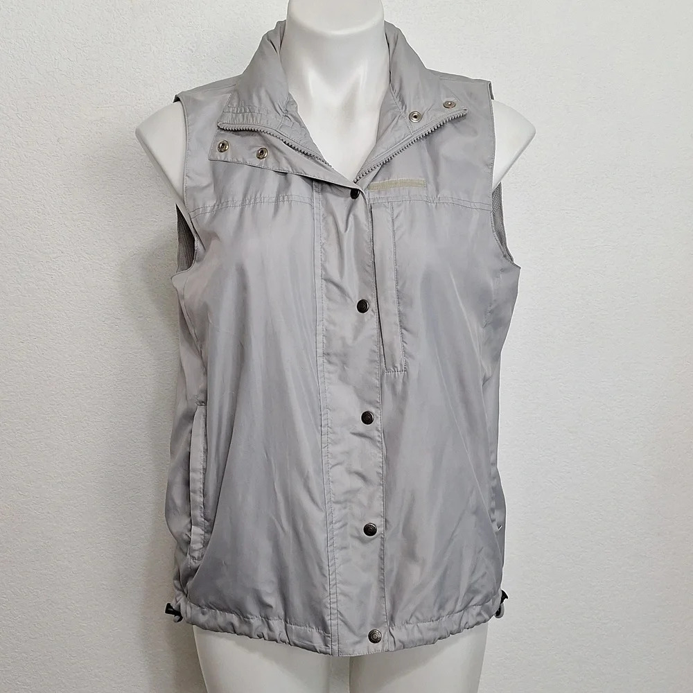 Lauren Ralph Lauren Light Gray Gorpcore Bohemian Button Front Collared Vest Sz S